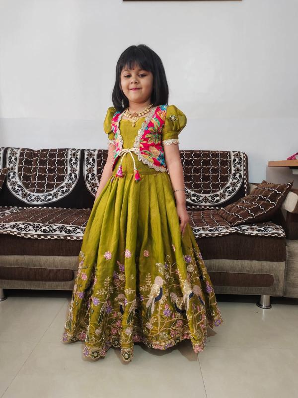 kids koti gown silk Yellow Kids fashion wholesale